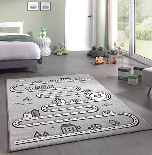 CARPETIA Teppich Kinderzimmer Kinderteppich Straßenteppich grau Größe 80x150 cm