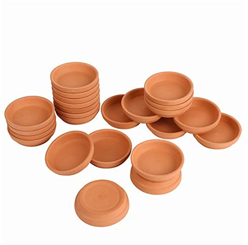FCFKUK Lot de 24 petits soucoupes en terre cuite de 8,1 cm pour pots de fleurs succulentes de 7,6 cm, 6,3 cm, 5,1 cm