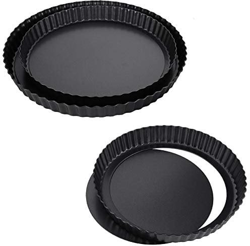 Xinzistar 3 Pezzi Teglia Stampo Crostata Fondo Removibile, 20cm, 24cm, 28cm, Antiaderente Teglia per Pastiera Griglia Stampo Furbo per Crostate con Bordo Scanalato