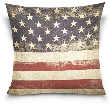 HMZXZ Kissenbezug 45x45cm Amerikanisch USA Flagge Star Dekorative quadratische Kissenbezüge Kissenhüller für Couch Sofa Schlafzimmer Wohnzimmer