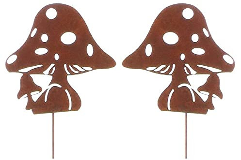 dekorativer Gartenstecker Motiv Pilz aus Metall Edelrost Preis für 2 Stück