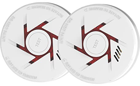 9V Battery Photoelectric Smoke Alarm With 10 Years Life Smoke Detector with Test Button 2 pack