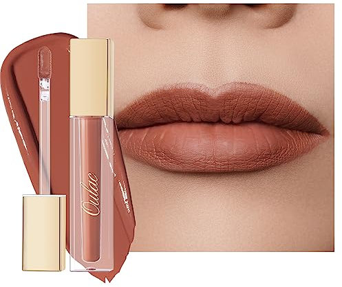 Oulac Flüssiger Matt Lippenstift, Braun-Aprikose Lippenstifte, Langanhaltend mit Kussechter, Intensiver Farbabgabe, präzisem Applikator, Mattem Finish, Vegan Clean Beauty, Liquid Lipstick 4,5 ml (M04)