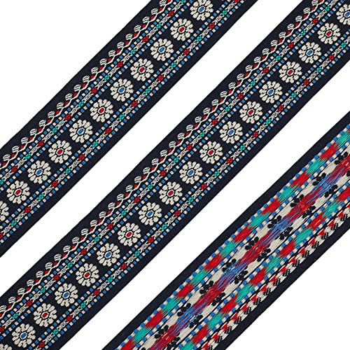SUPERFINDINGS 10 Yards Vintage Jacquard Bandbesatz 1 3/4 Zoll (46 mm) Jacquard Bord¨¹re Zum N?hen Mit Blumenmuster Dick Bestickte Spitzenbandbesatz Ethnische Stickerei Spitzenbesatz F¨¹r Kleidung
