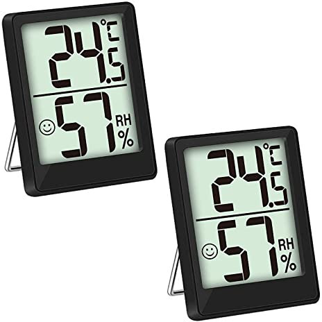 Thermometer Hygrometer 2 Stück Mini LCD Digital Präzise Thermometer, Weinkeller Datenspeicher, Geeignet für Babyzimmer, Schlafzimmer, Home Office Wohnzimmer, Kabelloses Luftfeuchtigkeit Meter