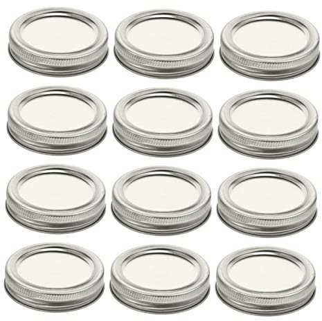 KICHOUSE 12 Stück Luftdichte Weißblech Konservendeckel Auslaufsicher Breite Öffnung 86mm Einmachglas Abdeckungen Mit Dichtungsring Langlebig Für Küche Und Vorrat