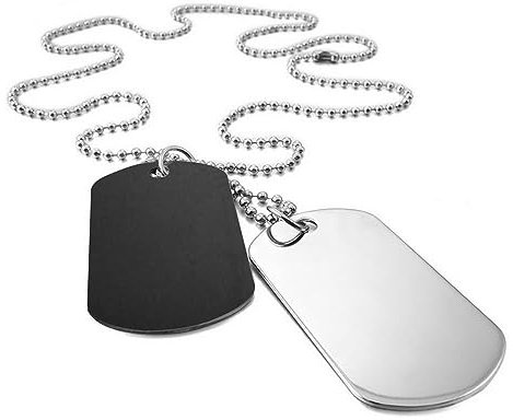 LATRAT - Collar con Colgante de Doble Placa para Hombre y Niño, Estilo Militar, Acero Inoxidable