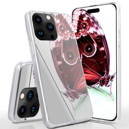 moex Mirror Case für iPhone 15 Pro Hülle mit Spiegel und erweitertem Kantenschutz aus Silikon, Handyhülle verspiegelte Rückseite, Stylische Handy Schutzhülle dünn, Silber