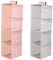 DQZSY 2 Stück Hängeregal Kleiderschrank, 4 Fächer Hängender Organizer Schrank, mit 12 Netzseitentaschen für Familienschrank Schlafzimmer, Faltbar und Universal Fit (Grau&Pink)