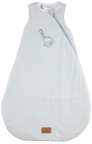 Sterntaler Schlafsack 110 cm Dino Rexi - Kinder und Baby Schlafsack aus gemustertem Polycotton mit feuchtigkeitsregulierendem Futter, wattiert, seitliche Kabelöffnung, TOG 1,5 - graublau