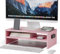 BONTEC Wood Monitor Stand Riser, Desk Monitor Stand with Smartphone Holder, Ergonomic Laptop Stand with Cable Management for Computer, Notebook, PC, 2 Tiers Black (W420 x D235 x H142mm), Pink