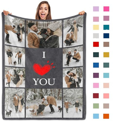 ROHBVMN Personalisierte Decke mit Foto- und Textdruck,Decke personalisiert babydecke, kuscheldecke personalisiert für Freundin, Freund,Ehemann, HD-Druck Foto-Decke fotodecke selbst gestalten