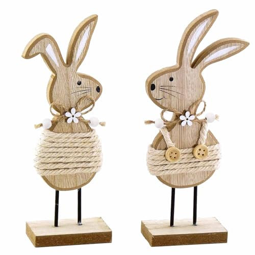 HERZONE Hase Aufsteller für Ostern,Osterhase Figur osterndeko Osterhase zum Hinstellen (E)