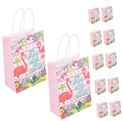 SAFIGLE 12 Stück Flamingo-Geschenktüte party mitgebsel kinderparty mitgebsel geschenkverpackungen cellophane bags Papier Geburtstag Party-Souvenir-Tasche faltbare Geschenktüten