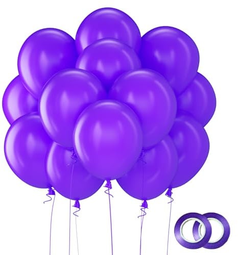 Matt Lila Luftballons 12 Zoll, 100 Stück Vakuumverpackte Partyballons aus 100% Naturlatex, Heliumtaugliche Luftballons für Geburtstag, Baby-Shower, Hochzeit, Frühlingsfest & Deko