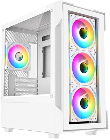 Gaming PC Tower - Intel Core i5, RTX3050 6GB, 16GB RAM, Dual Storage (128GB SSD + 1TB HDD), Windows 11, 1-Year Warranty – Ultimate Home & Office Gaming PC Set (Neo White)