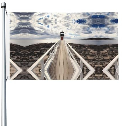 Doppelseitige dekorative Flaggen, Leuchtturm mit schönem Wolkenmuster, Flaggen mit Ösen, geeignet zum Aufhängen in Gärten und Partys.