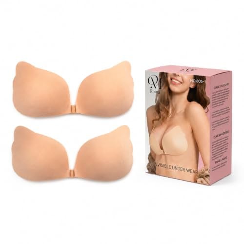QM Reggiseno Adesivo Push Up, Reggiseno Invisibile Senza Spalline, con Chiusura Frontale 2 Paia