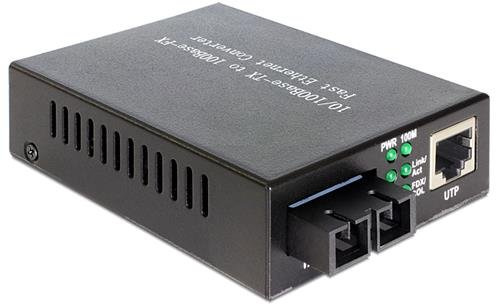DeLOCK 86215 Netzwerk-Konverter 100 Mbit/s 1310 nm Monomode, Schwarz - Netzwerk-Unterstützungskonverter (100 Mbit/s, 100Base-TX,10Base-T, 100Base-FX, 10,100 Mbit/s, SC, 2000 m)