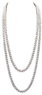 JYX perlenkette weiß Klassische nah-runde weiße kultivierte Süßwasserperlen-Halskette 64 inches