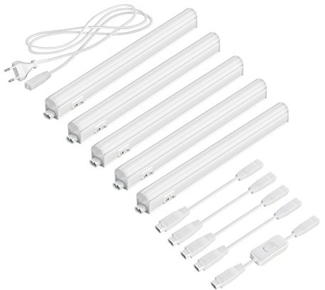 parlat LED Unterbau-Leuchten Rigel, je 31,3cm, mit Schalter, je 445lm, weiß, 5er Set
