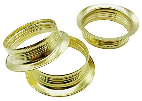 3x E27 Schraubring Ø 60mm Metall Gold | Messingfarbener Schraubring für Lampenfassungen | Ideal für Lampenschirme und Glaselemente