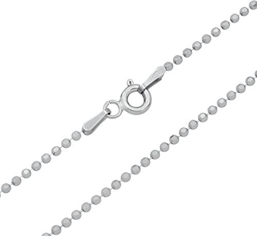 Kugelkette 925 Sterling Silber rhodiniert 8fach facettiert 1,5mm breit Länge wählbar 45 50 55 60 cm Silberkette Halskette anlaufgeschützt (55)