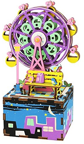 ROBOTIME DecoBay 3D Music Box Moving Wooden Puzzle DIY Woodcraft Model Kits Handcraft Musical Box (Ferris Wheel)