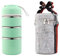 BESTONZON 1 Stück Edelstahl -Lunchbox 3 Etagen Isolierte Lebensmittelbehälter Lebensmittelbehälter mit Seilgriff Tasche für Kinder Erwachsene Camping Picknick Reisen (grün)