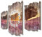 Kreative Feder Dreiteilige Designer-Wanduhr Lavendel-Feld Shabby-Chic Landhaus-Stil leise ohne Ticken 95x60cm aus Holz (Lavendelfeld, leises Quarzuhrwerk)