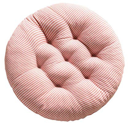 COMVIP Coussin de Chaise Imprimé Doux Classe Bureau Galette de Chaise 50x50cm Rond-Rayures Rose