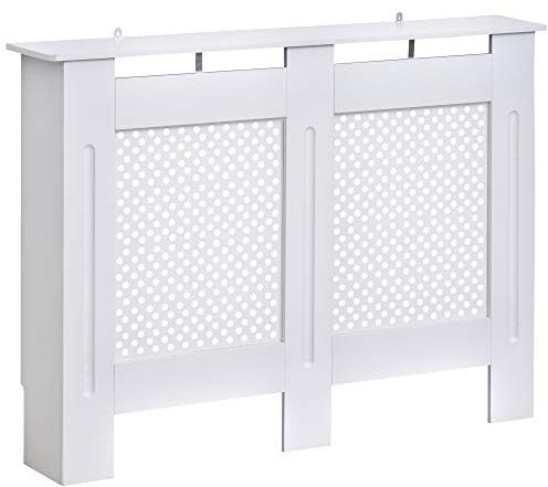HOMCOM Cubre Radiador Cubierta de Radiador Mueble Estante de Pared para Radiador Diseño Moderno MDF 111.5x19x82 cm