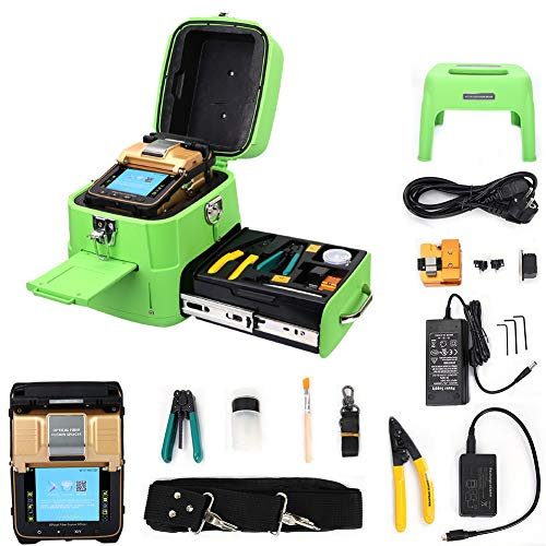 AI-8 Soudeuse Fibre Optique, Automatique AC100-240V Machine de Fusion à Fibre Optique avec écran LCD Couleur TFT de 5 Pouces,Machine à épisser Optique pour SM,MM,NZ-DS et Fibres Personnalisées