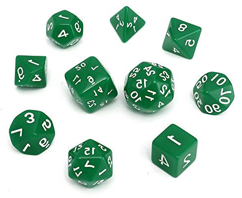 D4-D30 Würfel für TRPG Dungeons and Dragons, mehrseitige Würfel, 5 Farben, 10 Stück, Grün