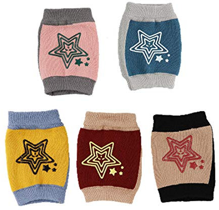 Simoda 5 Pares Rodilleras para bebé,algodón Rodilleras gatear para bebé antideslizantes,Evita suelos duros y fríos,Niños y niñas universales (#3)