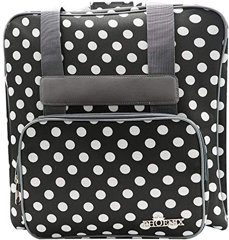 Phönix Taschen für Nähmaschinen 45x21x37cm und Overlockmaschinen 39x32x36cm (Polka Dots Schwarz, Overlocktasche)
