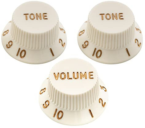 Musiclily Ultra Universal Fitting Size Strat Knobs 2 Tone 1 Volume Set for Fender Stratocaster ST Style Electric Guitar, Aged White