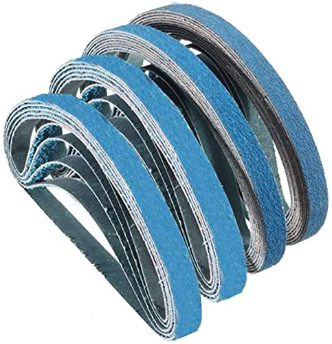 Bandas de lijado de óxido de aluminio de 13 mm x 457 mm, 40/60/80/120/banda de lijado de grano surtido para lijadora de banda (paquete de 24)