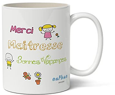 SB08 Mug à personnaliser Merci Maîtresse Bonnes Vacances, tasse à café, cadeau personnalisé, prénom, cadeau