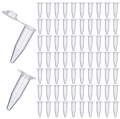VOCIBO® Zentrifugenröhrchen 1,5ml, 100 Stück Reaktionsgefäß, Globuli Röhrchen, Probenfläschchen, Test Röhrchen, Klar Konisch Mikro Zentrifugenröhrchen für Labore Biologische Experimente Verwendung