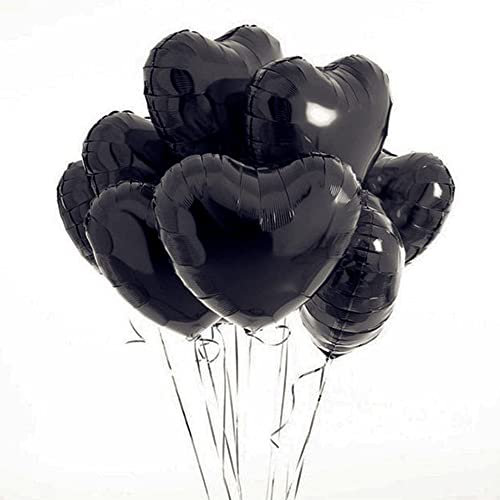 FVCENT 30 Stück Schwarz Herz Helium Luftballons Herzluftballons Heliumballon Folienballon Hochzeit Folienluftballon (Schwarz)
