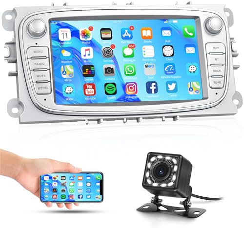 Android Car Stereo for Ford Focus 7 Inch Touch Screen Car Radio with GPS Navigation Bluetooth WIFI/FM Radio/Dual USB for Ford Focus Mondeo C-MAX S-MAX Galaxy II Kuga