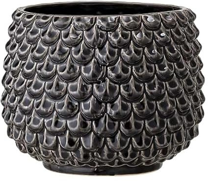 Nordring Pot de Fleur Pino - Pots de Fleurs décoratifs Couleur pour intérieur Style rétro créatif L (16,5 cm ø), Noir, Céramique