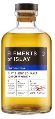 ELEMENTS OF ISLAY - Bourbon Cask - Blended Malt Whisky - 54.5% Alcool - Origine : Ecosse/Islay - Tourbe puissante - Notes de Feux de camps, pomme cuites - 70 cl