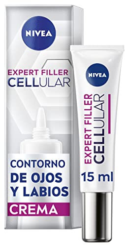 NIVEA Hyaluron Cellular Expert Filler Contorno de Ojos y Labios (1 x 15 ml), antiarrugas con ácido hialurónico y ácido fólico, crema antiedad con efecto rellenador en 24h