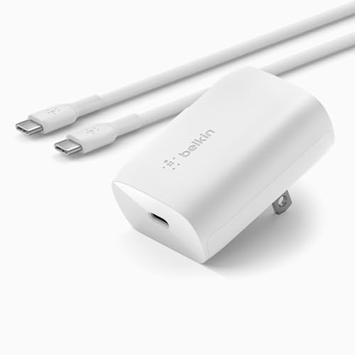 Belkin 30W USB-C Wall Charger with USB-C to C Cable, PPS, PowerDelivery, USB-IF PD 3.0 Certified Fast Charge for Apple iPhone 16 Series, iPad Pro, Samsung Galaxy S24, Google Pixel, and