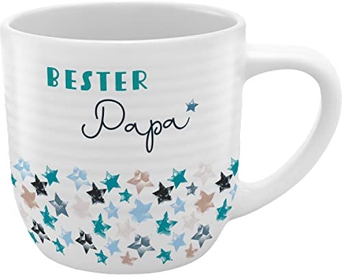 GRUSS & CO Tasse mit Rillen Bester Papa | Steinzeug, 40 cl, mehrfarbig | Vatertag | 48438