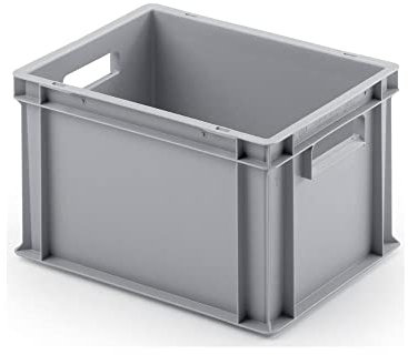 PROREGAL Eurobehälter mit offenem Griff | HxBxT 23,5x30x40cm | 22 Liter | Grau | Eurobox, Transportbox, Transportbehälter, Stapelbehälter