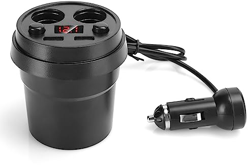 Autoladegerät Dual USB für Zigarettenanzünder mit LED | Autosteckdose, Getränkehalter-Einsatz, Intelligente Anzeige, für Smartphone Tablet GPS, Fahrzeugzubehör