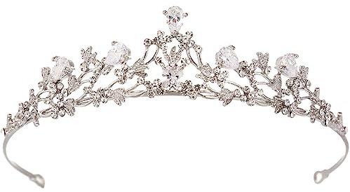 Hochzeit Braut Kristall Tiara, Hochzeit Braut Kristall Tiara, Mit Inlay Kristallblume Braut Hochzeit Diadem,Hochzeit Kopfbedeckung Zubehör,Krone Damen Tiara Prinzessin Krone